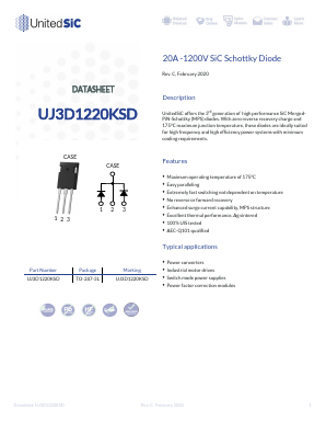 UJ3D1220KSD Datasheet PDF UnitedSiC.