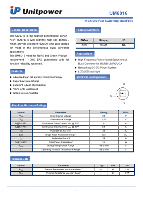 UM6016 Datasheet PDF Unitpower Technology Limited