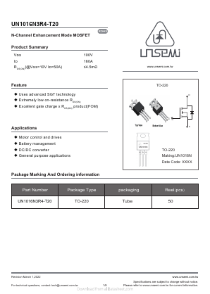 UN1016N3R4-T20 Datasheet PDF UN Semiconducctor INC