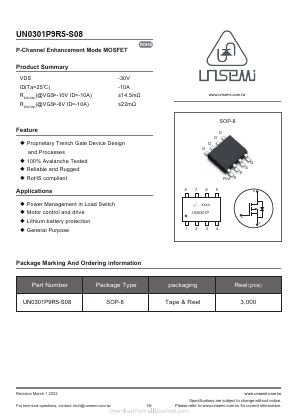 UN0301P9R5-S08 Datasheet PDF UN Semiconducctor INC