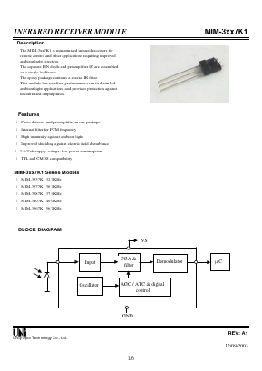 MIM-3377K1 Datasheet PDF Unity Opto Technology