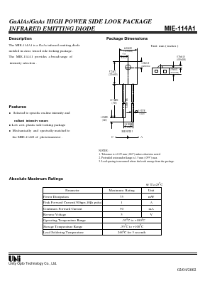 MIE-114A1 Datasheet PDF Unity Opto Technology