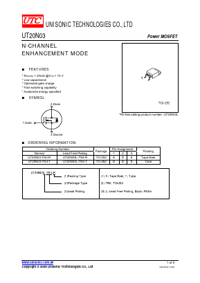 UT20N03L-TN3-R Datasheet PDF Unisonic Technologies