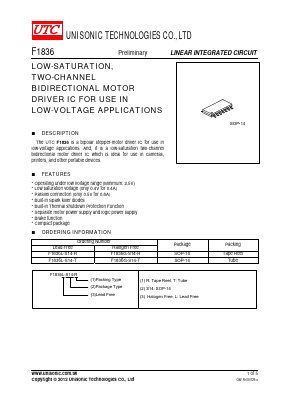 F1836 Datasheet PDF Unisonic Technologies