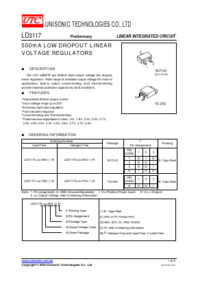 LD3117G-XX-AE3-1-R Datasheet PDF Unisonic Technologies