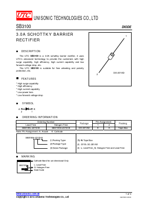 SB3100G-Z21D-B Datasheet PDF Unisonic Technologies