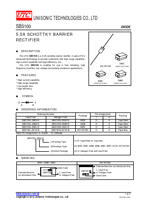 SB5100L-SMA-R Datasheet PDF Unisonic Technologies