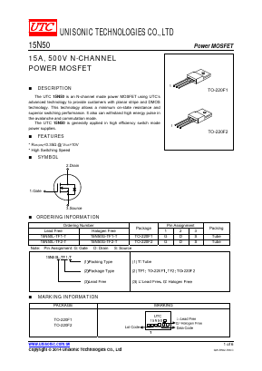 15N50L-TF2-T Datasheet PDF Unisonic Technologies