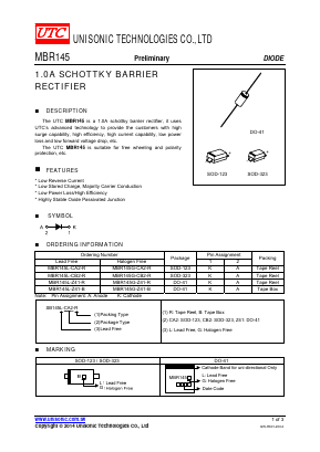 MBR145 Datasheet PDF Unisonic Technologies