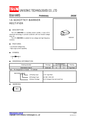 B5819WSG-CB2-R Datasheet PDF Unisonic Technologies