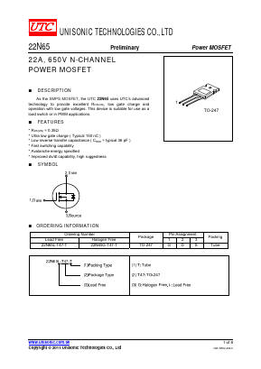 22N65G-T47-T Datasheet PDF Unisonic Technologies