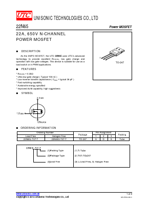 22N65G-T47-T Datasheet PDF Unisonic Technologies