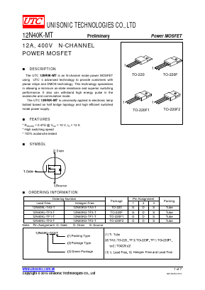 12N40KG-TA3-T Datasheet PDF Unisonic Technologies