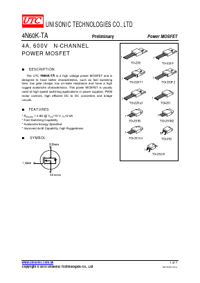 4N60K-TA Datasheet PDF Unisonic Technologies