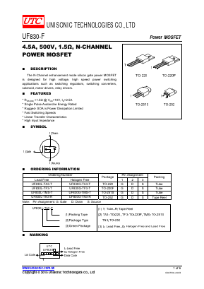 UF830-F Datasheet PDF Unisonic Technologies