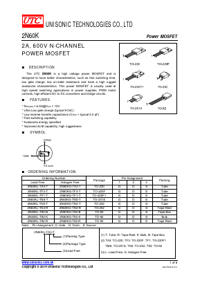 2N60KG-T92-K Datasheet PDF Unisonic Technologies