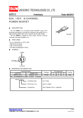 60N15 Datasheet PDF Unisonic Technologies