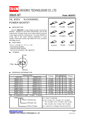 3N60KL-TF3-T Datasheet PDF Unisonic Technologies