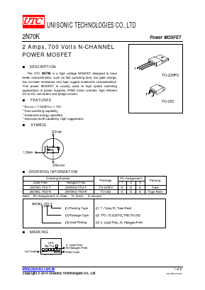 2N70K Datasheet PDF Unisonic Technologies