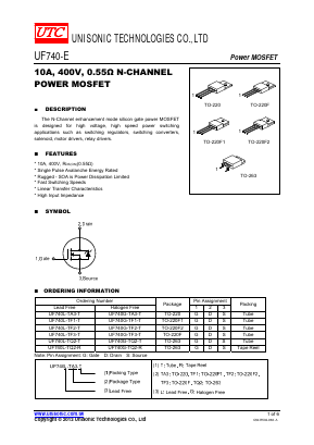 UF740G-TF1-T Datasheet PDF Unisonic Technologies