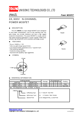 2N60ZL Datasheet PDF Unisonic Technologies