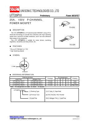 UTT25P10 Datasheet PDF Unisonic Technologies