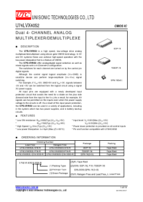 U74LVX4052G-P16-R Datasheet PDF Unisonic Technologies