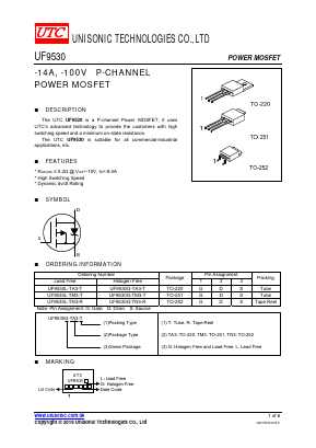 UF9530L-TN3-R Datasheet PDF Unisonic Technologies