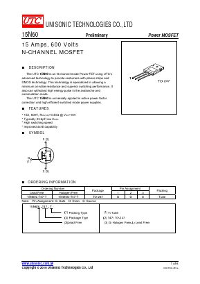 15N60 Datasheet PDF Unisonic Technologies