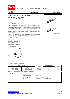 15N60 Datasheet PDF Unisonic Technologies