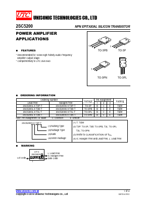 2SC5200L-X-T3B-T Datasheet PDF Unisonic Technologies