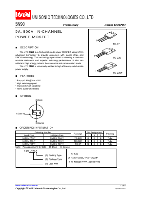 5N90G-TF3-T Datasheet PDF Unisonic Technologies