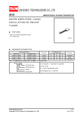 9018G-X-T92-B Datasheet PDF Unisonic Technologies
