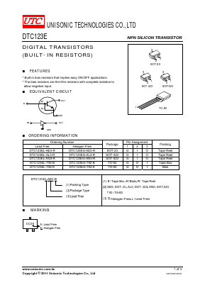 DTC123EG Datasheet PDF Unisonic Technologies