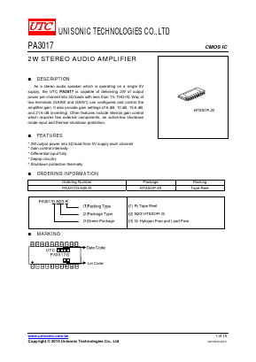 PA3017G-N20-R Datasheet PDF Unisonic Technologies