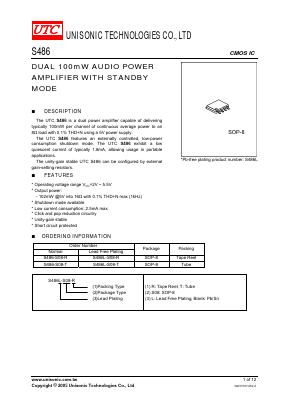 S486 Datasheet PDF Unisonic Technologies