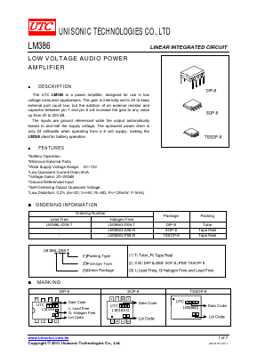 LM386L Datasheet PDF Unisonic Technologies