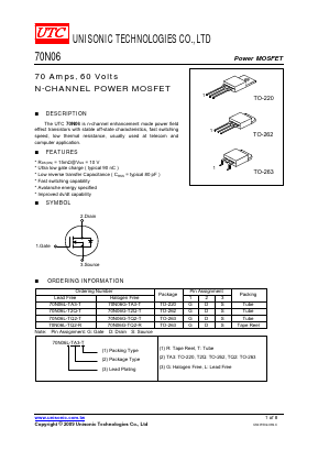 70N06G-TA3-T Datasheet PDF Unisonic Technologies