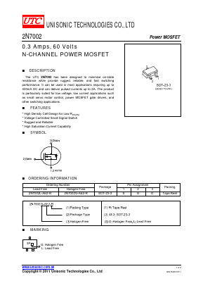 2N7002G Datasheet PDF Unisonic Technologies