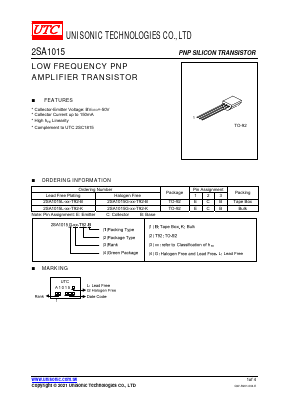 2SA1015L-XX-T92-B Datasheet PDF Unisonic Technologies