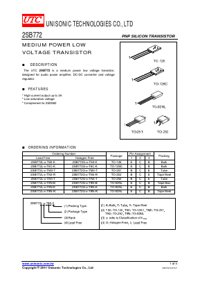2SB772L-Q-T60-K Datasheet PDF Unisonic Technologies