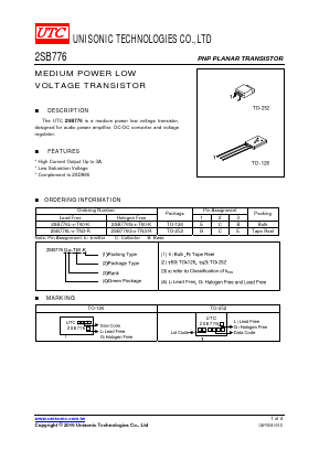 2SB776L-E-T60-R Datasheet PDF Unisonic Technologies