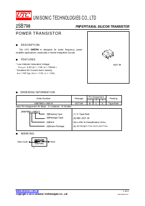 B798 Datasheet PDF Unisonic Technologies