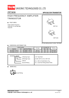 2SC3838L-C-AE3-R Datasheet PDF Unisonic Technologies