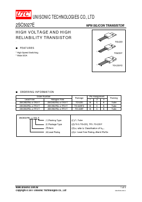 2SC5027E-R-TA3-T Datasheet PDF Unisonic Technologies