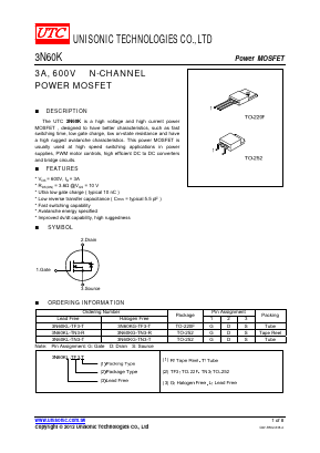 3N60K Datasheet PDF Unisonic Technologies