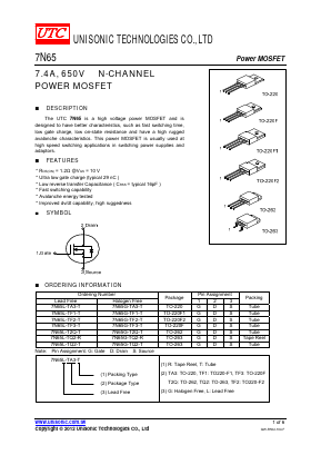 7N65 Datasheet PDF Unisonic Technologies