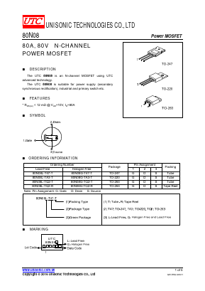 80N08 Datasheet PDF Unisonic Technologies