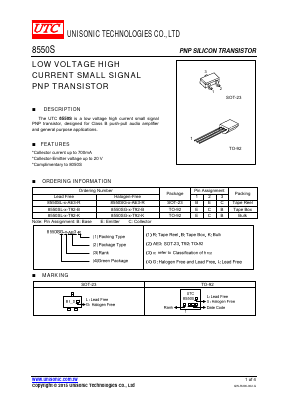 8550SL-X-AE3-R Datasheet PDF Unisonic Technologies