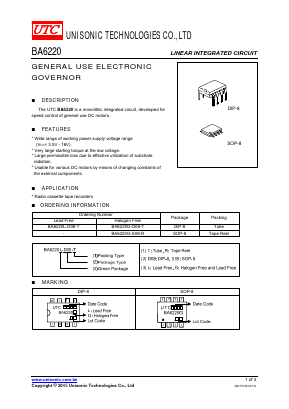 BA6220G-S08-R Datasheet PDF Unisonic Technologies
